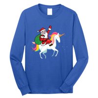 Christmas Funny Gift Santa Riding Unicorn Lovers Gift Long Sleeve Shirt