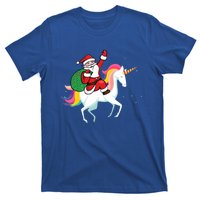 Christmas Funny Gift Santa Riding Unicorn Lovers Gift T-Shirt