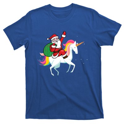 Christmas Funny Gift Santa Riding Unicorn Lovers Gift T-Shirt