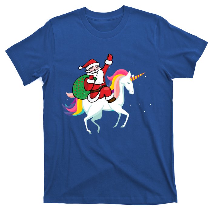 Christmas Funny Gift Santa Riding Unicorn Lovers Gift T-Shirt