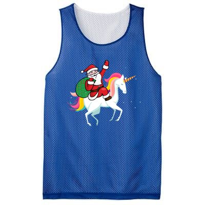 Christmas Funny Gift Santa Riding Unicorn Lovers Gift Mesh Reversible Basketball Jersey Tank