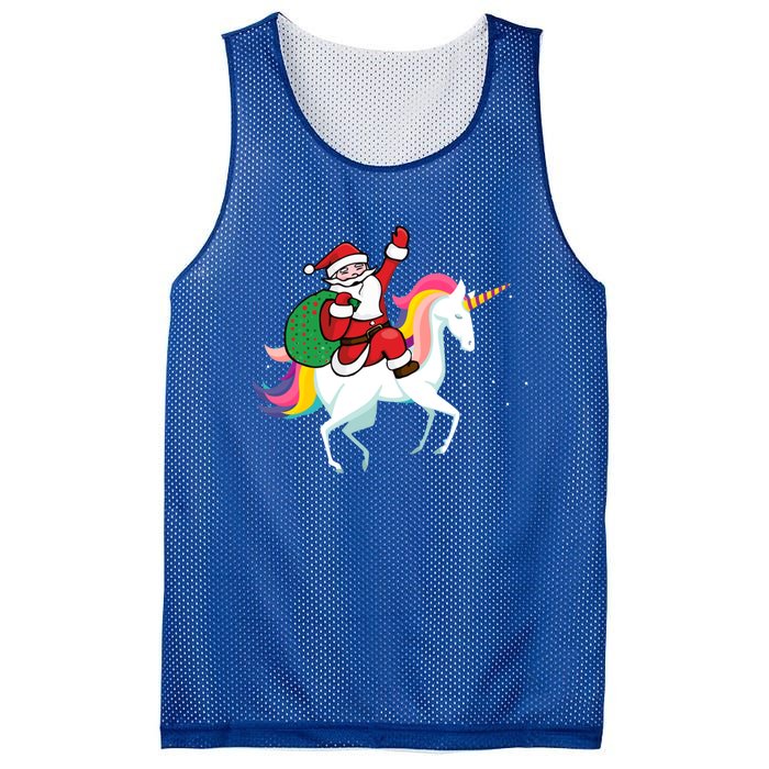 Christmas Funny Gift Santa Riding Unicorn Lovers Gift Mesh Reversible Basketball Jersey Tank