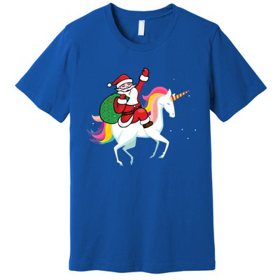 Christmas Funny Gift Santa Riding Unicorn Lovers Gift Premium T-Shirt