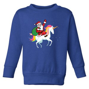 Christmas Funny Gift Santa Riding Unicorn Lovers Gift Toddler Sweatshirt