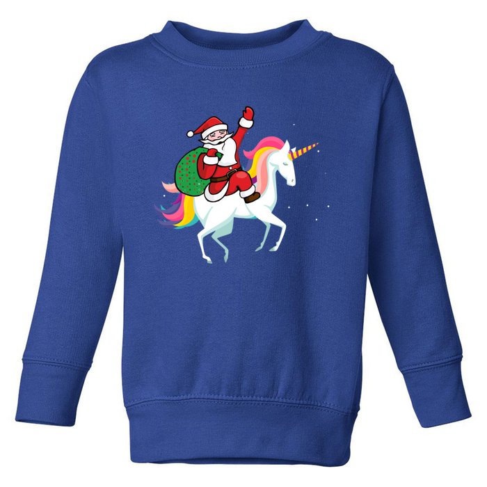 Christmas Funny Gift Santa Riding Unicorn Lovers Gift Toddler Sweatshirt