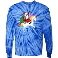 Christmas Funny Gift Santa Riding Unicorn Lovers Gift Tie-Dye Long Sleeve Shirt