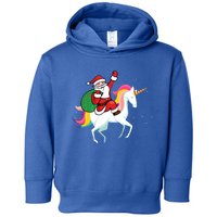 Christmas Funny Gift Santa Riding Unicorn Lovers Gift Toddler Hoodie