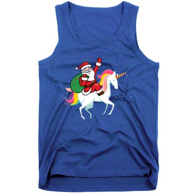 Christmas Funny Gift Santa Riding Unicorn Lovers Gift Tank Top