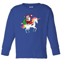 Christmas Funny Gift Santa Riding Unicorn Lovers Gift Toddler Long Sleeve Shirt