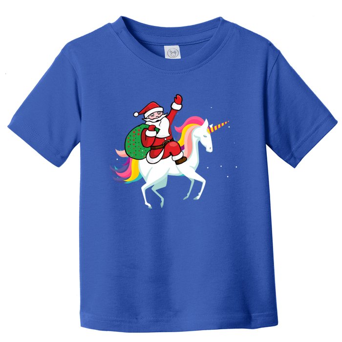 Christmas Funny Gift Santa Riding Unicorn Lovers Gift Toddler T-Shirt