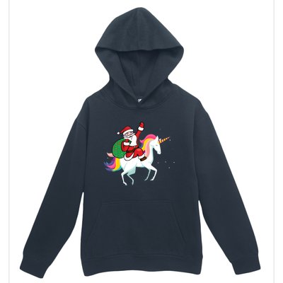 Christmas Funny Gift Santa Riding Unicorn Lovers Gift Urban Pullover Hoodie