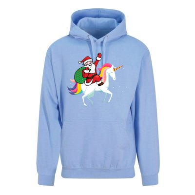 Christmas Funny Gift Santa Riding Unicorn Lovers Gift Unisex Surf Hoodie