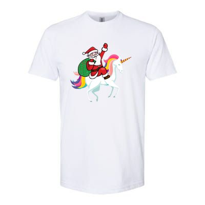 Christmas Funny Gift Santa Riding Unicorn Lovers Gift Softstyle CVC T-Shirt