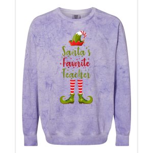 Christmas Funny Gift For Teachers SantaS Favorite Teacher Gift Colorblast Crewneck Sweatshirt