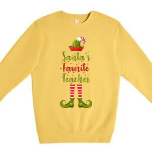 Christmas Funny Gift For Teachers SantaS Favorite Teacher Gift Premium Crewneck Sweatshirt