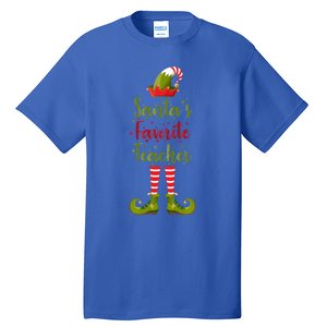 Christmas Funny Gift For Teachers SantaS Favorite Teacher Gift Tall T-Shirt