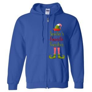 Christmas Funny Gift For Teachers SantaS Favorite Teacher Gift Full Zip Hoodie