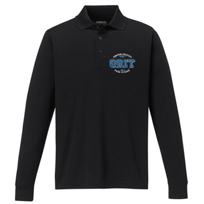 Controlled Fury Grit Pure Octane Performance Long Sleeve Polo