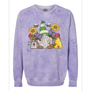 Cute Flower Garden Gnome With Bees And Flowers Gift Gardener Funny Gift Colorblast Crewneck Sweatshirt