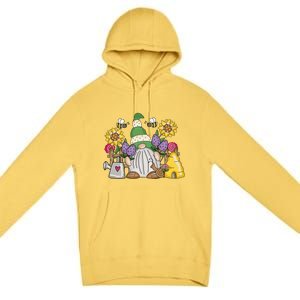 Cute Flower Garden Gnome With Bees And Flowers Gift Gardener Funny Gift Premium Pullover Hoodie