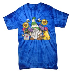 Cute Flower Garden Gnome With Bees And Flowers Gift Gardener Funny Gift Tie-Dye T-Shirt