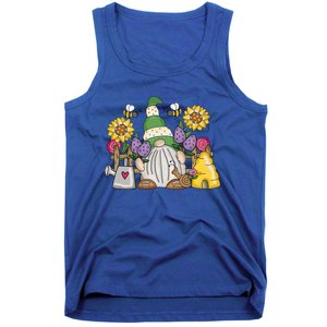 Cute Flower Garden Gnome With Bees And Flowers Gift Gardener Funny Gift Tank Top