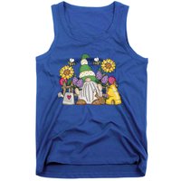 Cute Flower Garden Gnome With Bees And Flowers Gift Gardener Funny Gift Tank Top