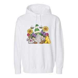 Cute Flower Garden Gnome With Bees And Flowers Gift Gardener Funny Gift Garment-Dyed Fleece Hoodie