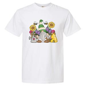 Cute Flower Garden Gnome With Bees And Flowers Gift Gardener Funny Gift Garment-Dyed Heavyweight T-Shirt