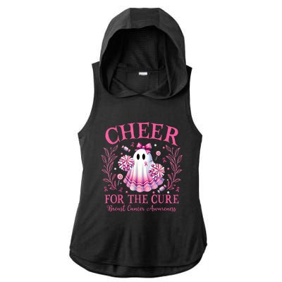 Cheer For Ghost Breast Cancer Awareness Halloween Ghost Ladies PosiCharge Tri-Blend Wicking Draft Hoodie Tank