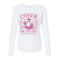 Cheer For Ghost Breast Cancer Awareness Halloween Ghost Womens Cotton Relaxed Long Sleeve T-Shirt