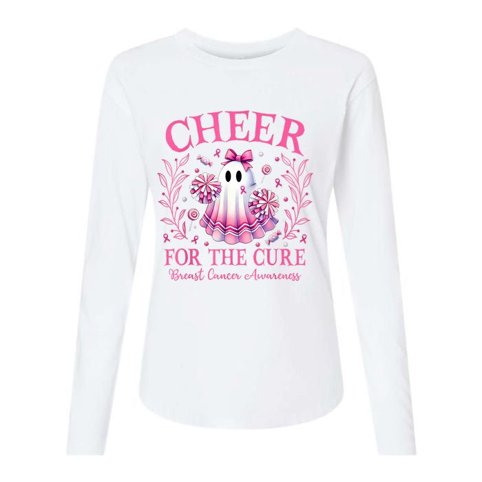 Cheer For Ghost Breast Cancer Awareness Halloween Ghost Womens Cotton Relaxed Long Sleeve T-Shirt