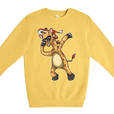 Christmas Funny Gift Animal Dabbing Giraffe Funny Gift Premium Crewneck Sweatshirt