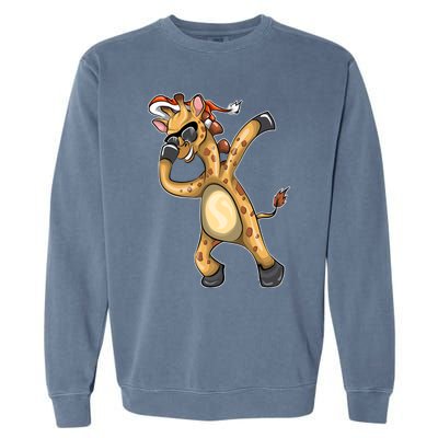 Christmas Funny Gift Animal Dabbing Giraffe Funny Gift Garment-Dyed Sweatshirt