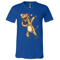 Christmas Funny Gift Animal Dabbing Giraffe Funny Gift V-Neck T-Shirt