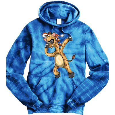 Christmas Funny Gift Animal Dabbing Giraffe Funny Gift Tie Dye Hoodie