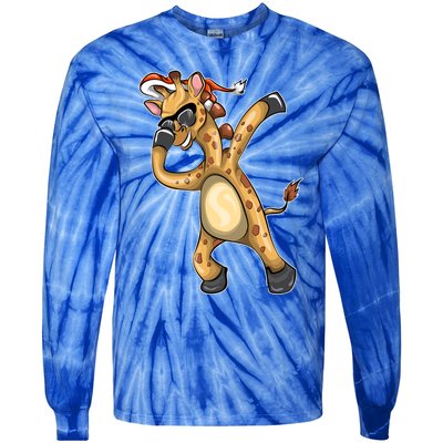 Christmas Funny Gift Animal Dabbing Giraffe Funny Gift Tie-Dye Long Sleeve Shirt