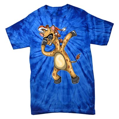 Christmas Funny Gift Animal Dabbing Giraffe Funny Gift Tie-Dye T-Shirt