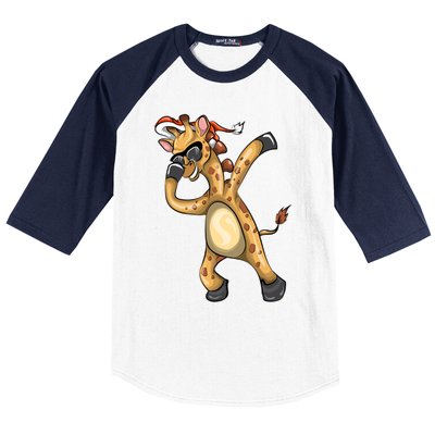 Christmas Funny Gift Animal Dabbing Giraffe Funny Gift Baseball Sleeve Shirt