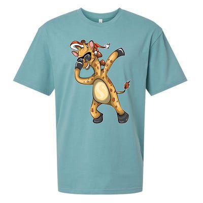 Christmas Funny Gift Animal Dabbing Giraffe Funny Gift Sueded Cloud Jersey T-Shirt