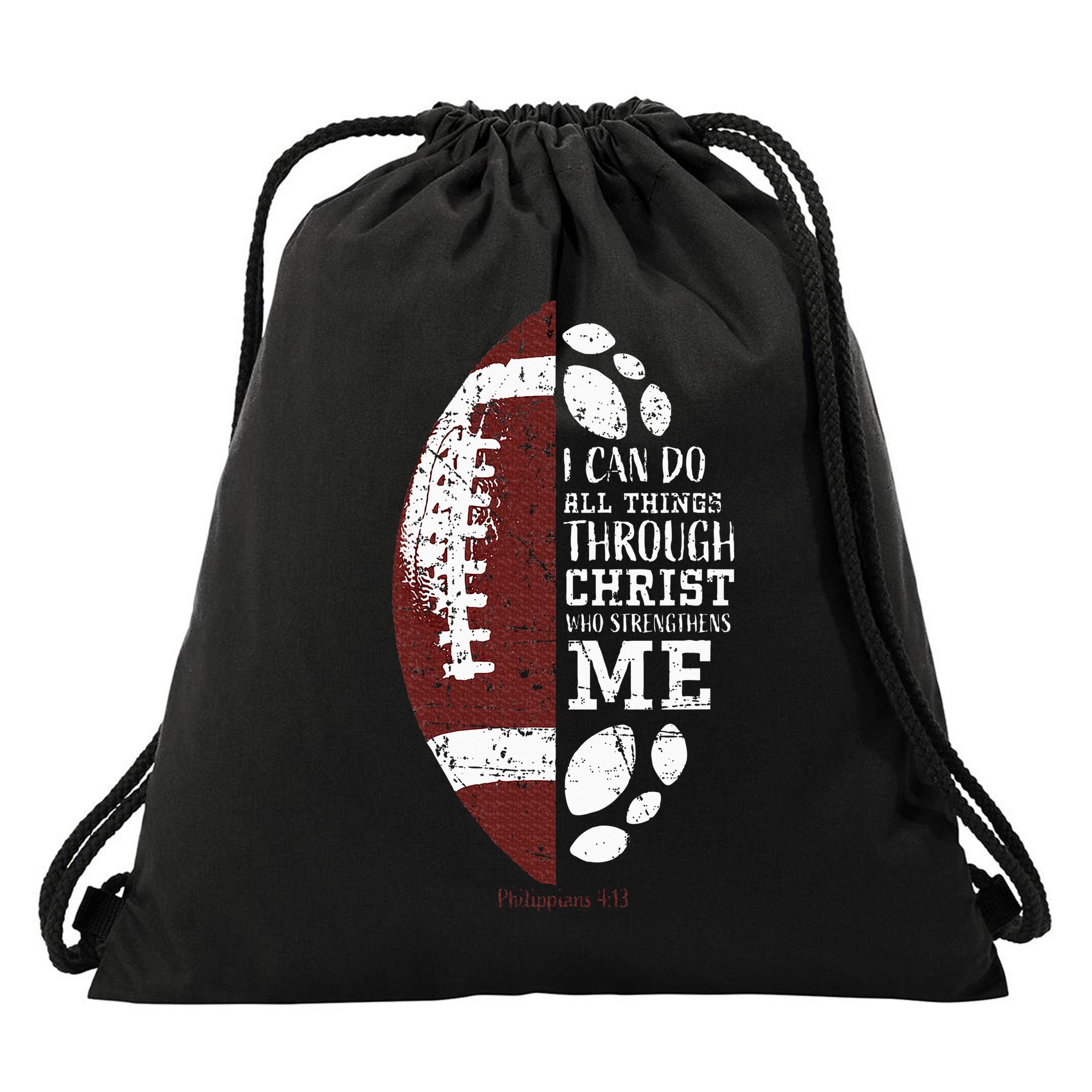 Christian Football Gifts Religious Verse Drawstring Bag