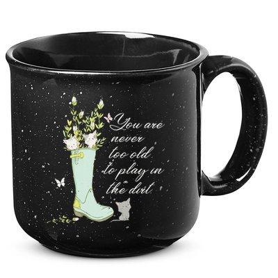 Cats Funny Gardener Gardening Never Too Old To Play In Dirt 15oz Campfire Ceramic Mug