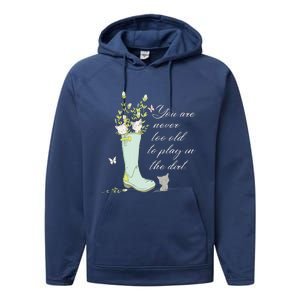 Cats Funny Gardener Gardening Never Too Old To Play In Dirt Performance Fleece Hoodie