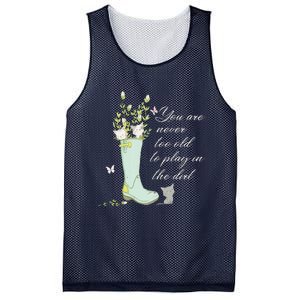 Cats Funny Gardener Gardening Never Too Old To Play In Dirt Mesh Reversible Basketball Jersey Tank