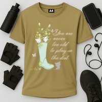 Cats Funny Gardener Gardening Never Too Old To Play In Dirt Cooling Performance Crew T-Shirt
