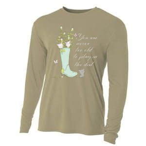 Cats Funny Gardener Gardening Never Too Old To Play In Dirt Cooling Performance Long Sleeve Crew