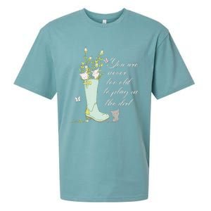 Cats Funny Gardener Gardening Never Too Old To Play In Dirt Sueded Cloud Jersey T-Shirt