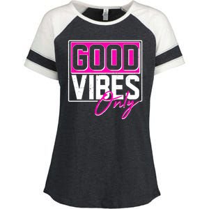 Cool Funny Good Vibes Only Enza Ladies Jersey Colorblock Tee