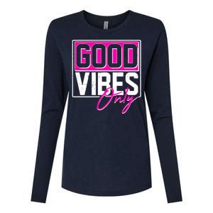 Cool Funny Good Vibes Only Womens Cotton Relaxed Long Sleeve T-Shirt