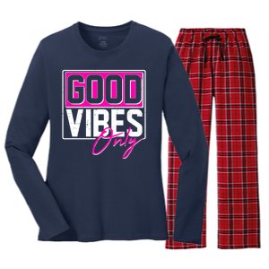 Cool Funny Good Vibes Only Women's Long Sleeve Flannel Pajama Set 